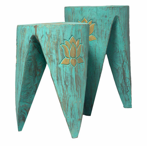 Interlocking Albasia Wooden Stool set of 2