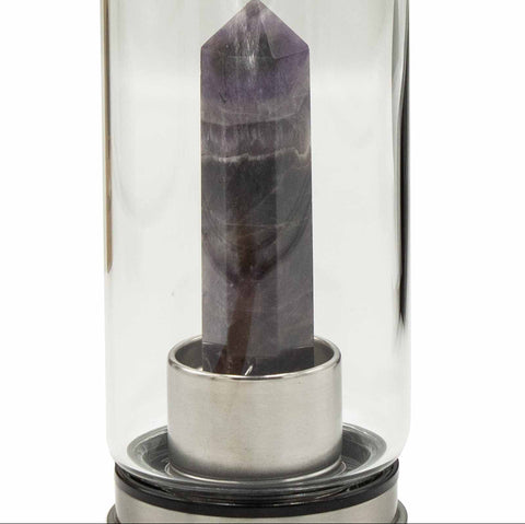 Crystal Infused Glass Water Bottle - Obelisk - 500ml