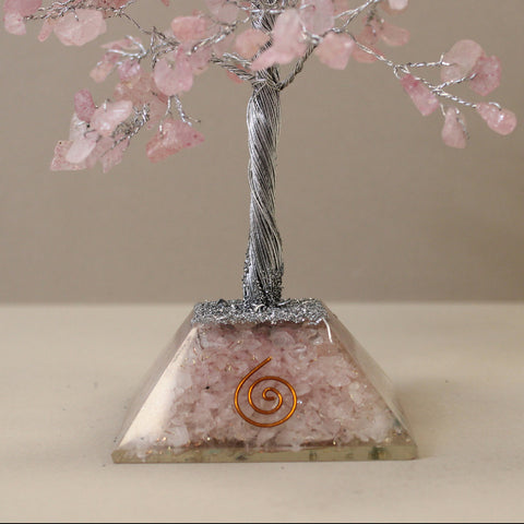 Gemstone Tree with Organite Base - 320 Stone - Rose Quartz