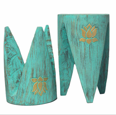 Interlocking Albasia Wooden Stool set of 2