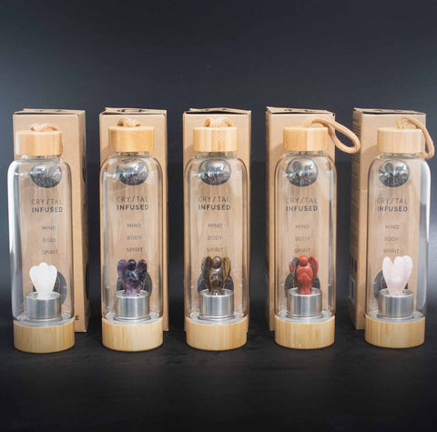 Crystal Infused Glass Water Bottle - Angel
