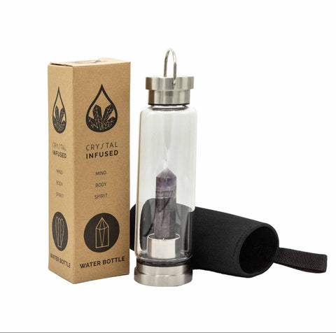 Crystal Infused Glass Water Bottle - Obelisk - 500ml