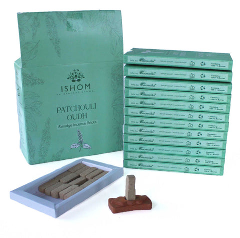 ISHOM Pack of 15 Natural Incense Smudge Bricks and Burner