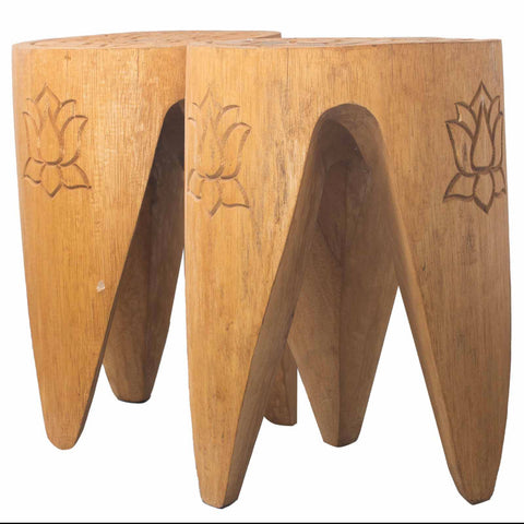 Interlocking Albasia Wooden Stool set of 2
