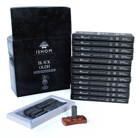ISHOM Pack of 15 Natural Incense Smudge Bricks and Burner