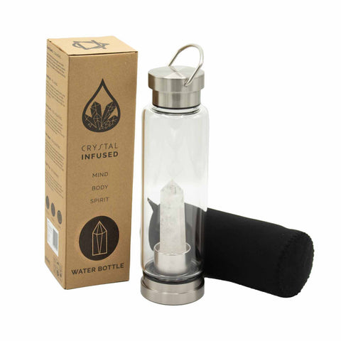 Crystal Infused Glass Water Bottle - Obelisk - 500ml