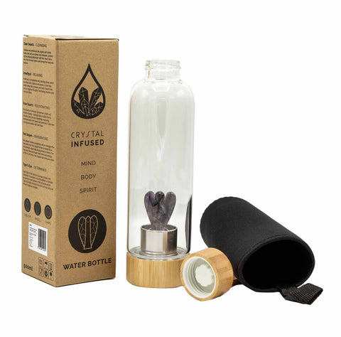 Crystal Infused Glass Water Bottle - Angel