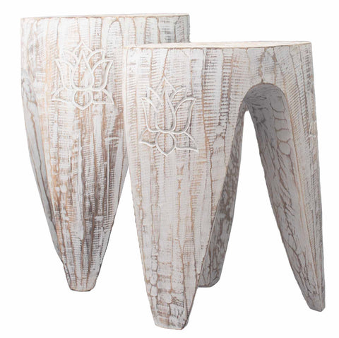 Interlocking Albasia Wooden Stool set of 2