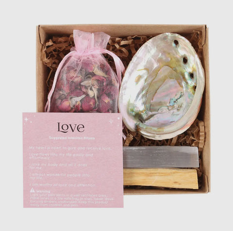 Herbal Magick Self Love Crystal Gemstone Kit Abalone Shell Palo Santo Rose Buds