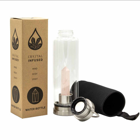 Crystal Infused Glass Water Bottle - Obelisk - 500ml