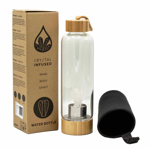 Crystal Infused Glass Water Bottle - Angel