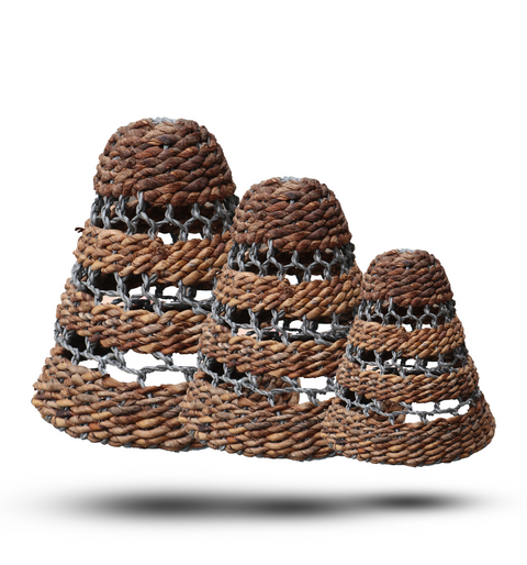 Natural Banana Leaf & Hitam Raffia Lamp Shades