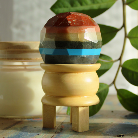 Gemstone Faceted Healing Sphere & Stand