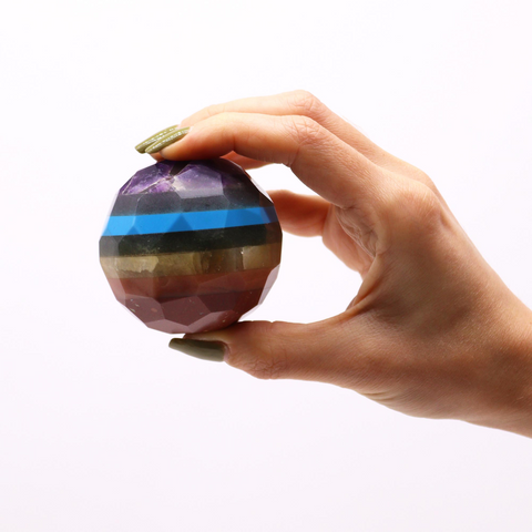 Gemstone Faceted Healing Sphere & Stand
